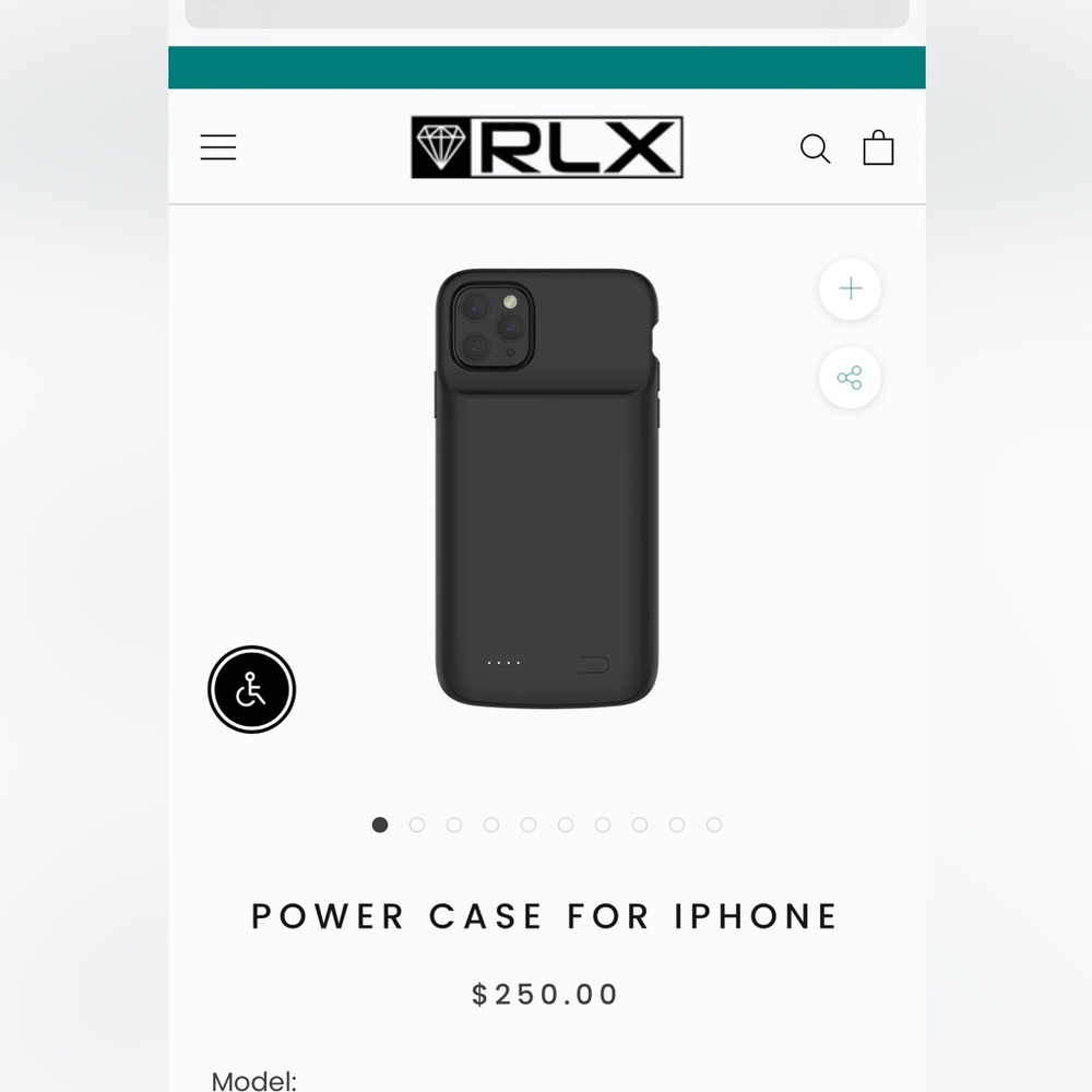 RLX I-phone battery case Black NEW for 14 Plus (may fit other I phones)